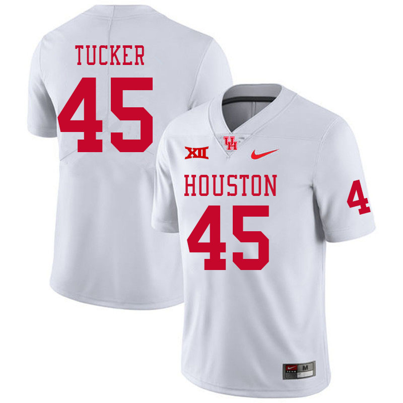Men #45 Nadame Tucker Houston Cougars Big 12 XII College Football Jerseys Stitched-White - Click Image to Close